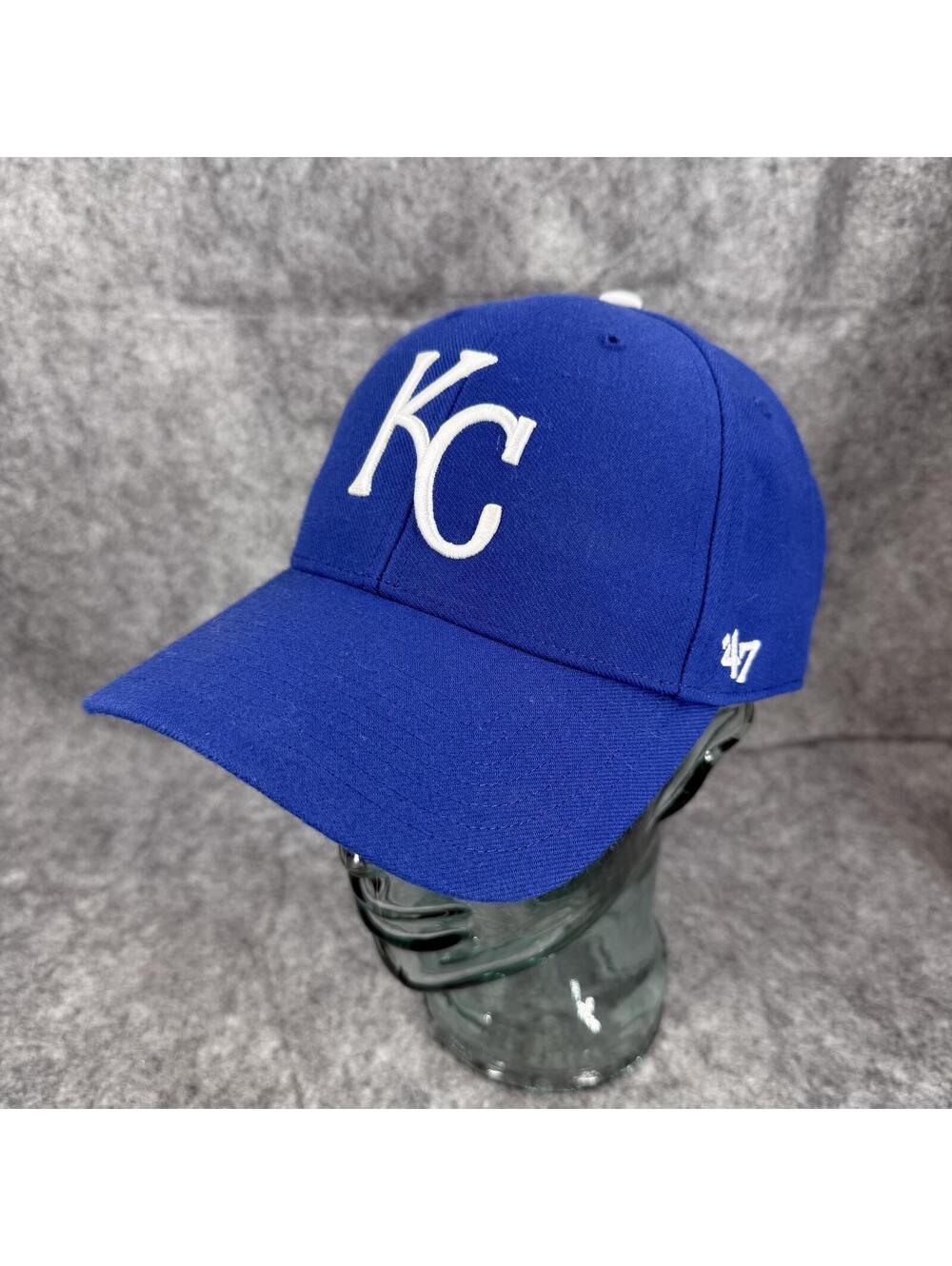 ‘47 Kansas City Royals Adjustable Size Cap Hat Royal Blue White Embroidered 329